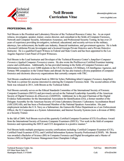 CV for Neil Broom Expert Witness in Computer Forensics Investigations in Arlington Texas